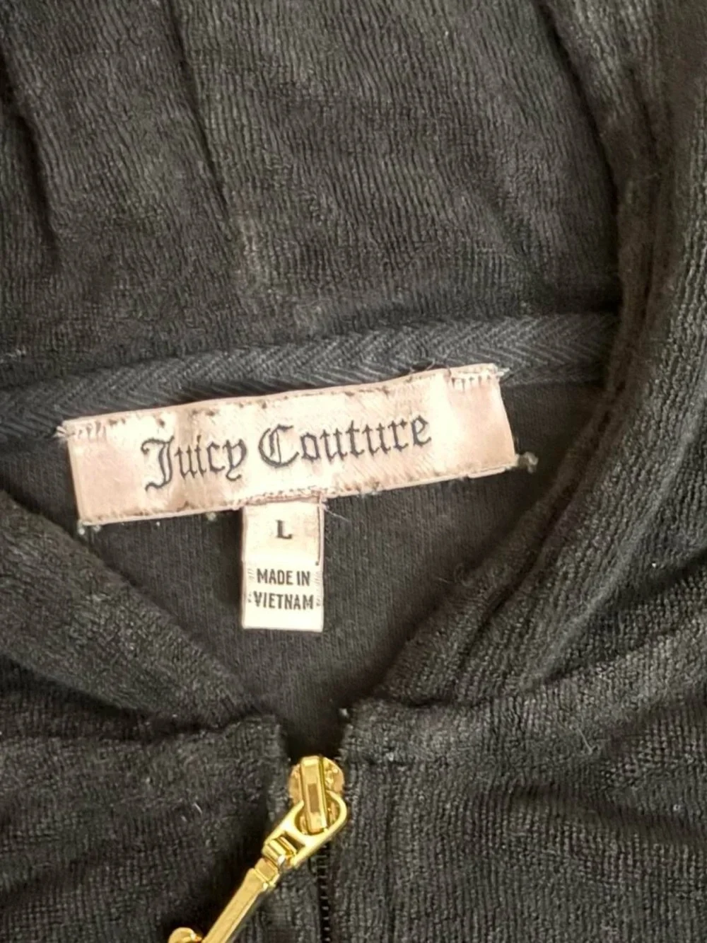 Juicy Couture Black Short-Sleeve Zip Hoodie